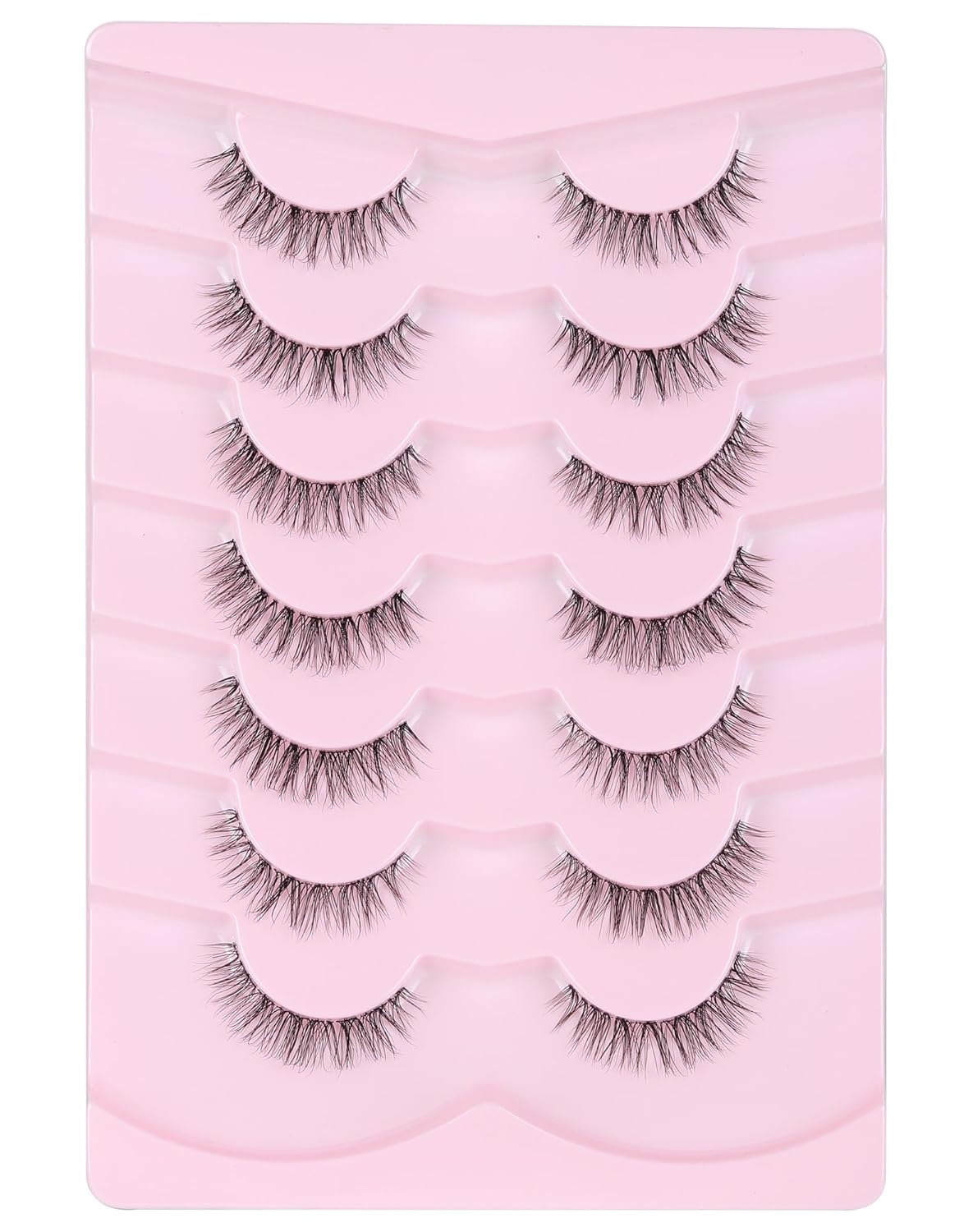 Short Eyelashes Natural Look Wispy Lashes Natural Fake Lashes C Curl Eye Lashes Wispies Eyelashes Fluffy False Lashes Pack 7 Pairs