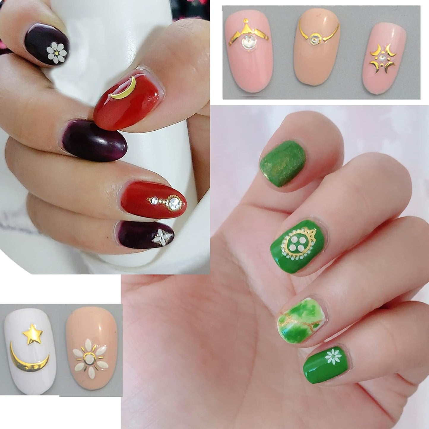 22 Sheets 3D Nail Adhesive Stickers for Women Gold Metallic Chain Line Nail Stickers Diamond Design Luxury Nail Art Decoration with with Tweezers Nail File Separators