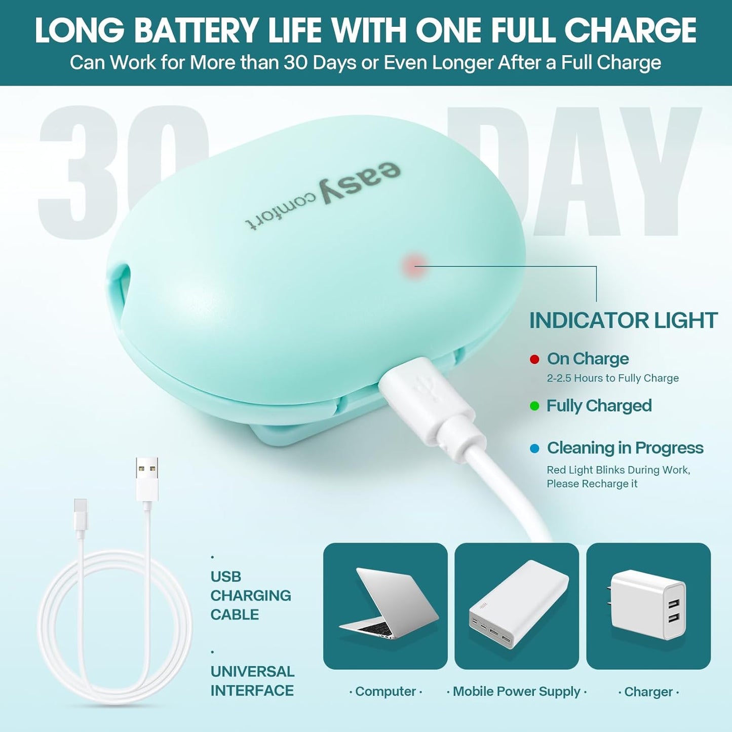 Toothbrush Sterilizer, Toothbrush Travel Containers With Holder, Portable USB Charging Blue Light Toothbrush Cleaner Case (Pale Blue)