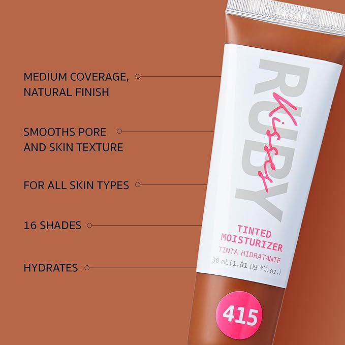 Ruby Kisses Tinted Moisturizer, Hydration, Calm & Revitalize Skin, Skin Perfecting, Blur Pores & Fine Lines, Natural Finish & All-Day Comfort Wear (Mocha)