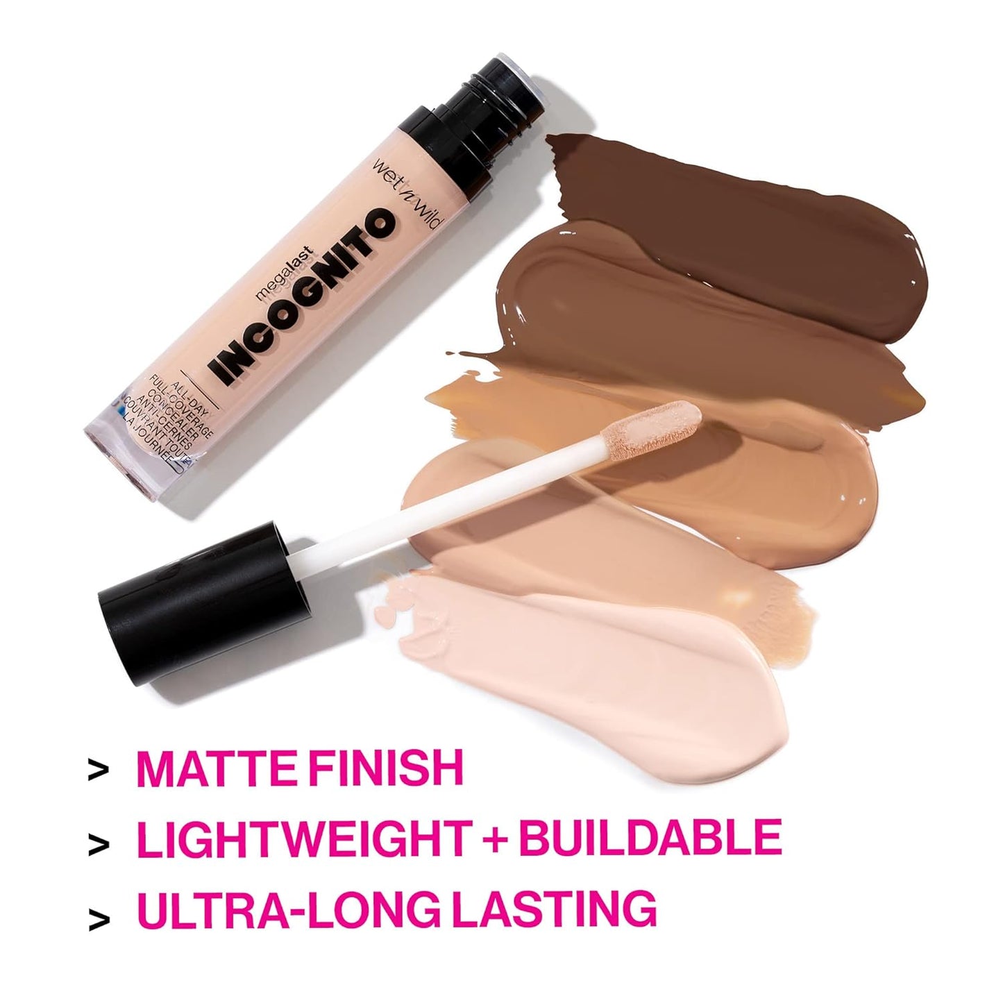 wet n wild Mega Last Incognito All-Day Full Coverage Liquid Matte Concealer, Medium Golden, 0.18 Ounce
