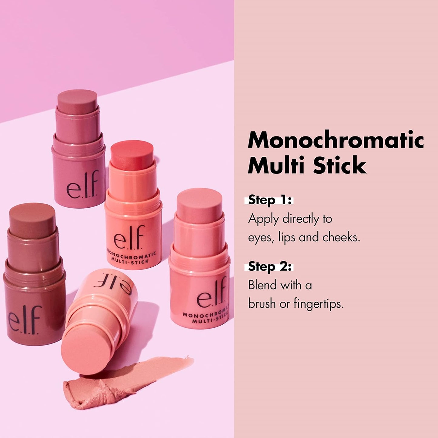 e.l.f. Monochromatic Multi Stick, Luxuriously Creamy & Blendable Color, For Eyes, Lips & Cheeks, Glowing Mango, 0.17 Oz