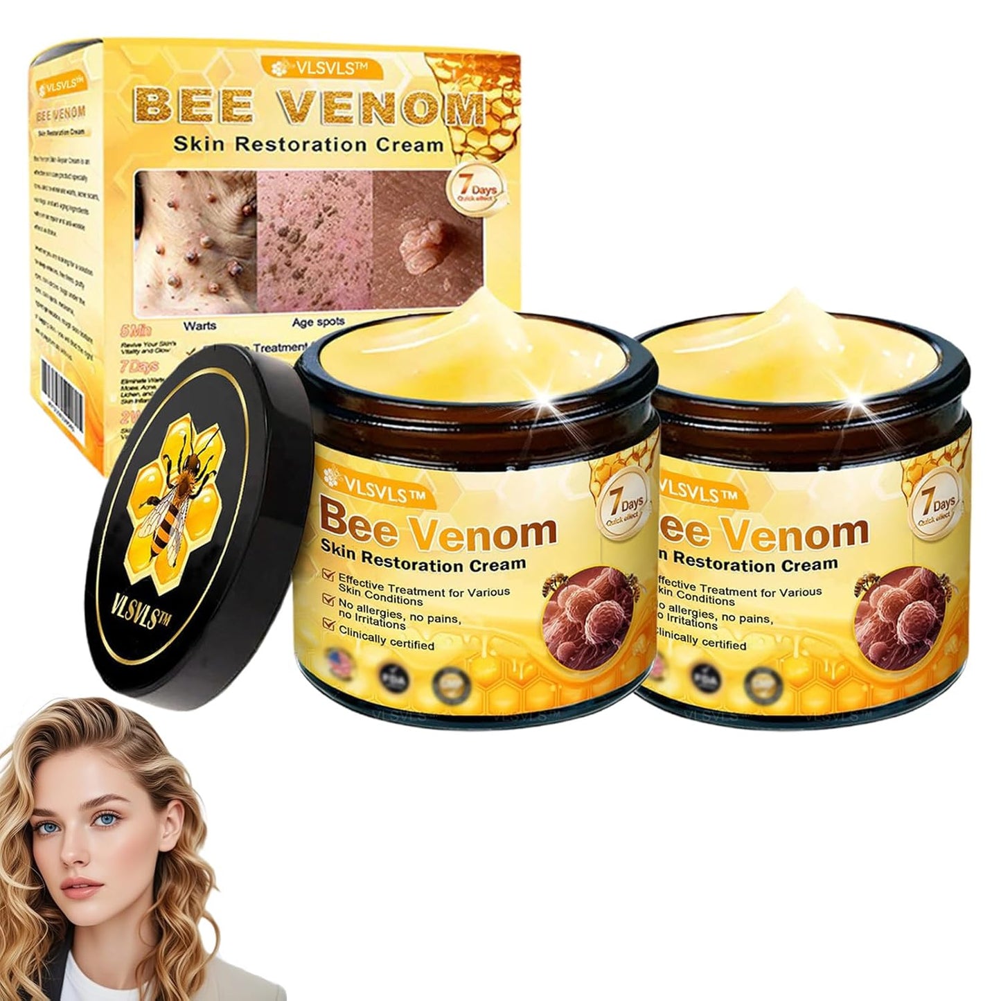 LipMaps Bee Venom skin Restoration Cream,Bee Venom Skin Treatment Cream,Deeply Moisturizing and Firming for All skin Types(2PCS)