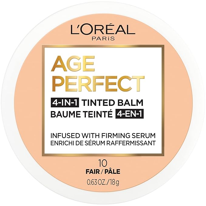 L'Oreal Paris Age Perfect 4-in-1 Tinted Face Balm Foundation with Firming Serum, Fair 10, 0.61 Ounce