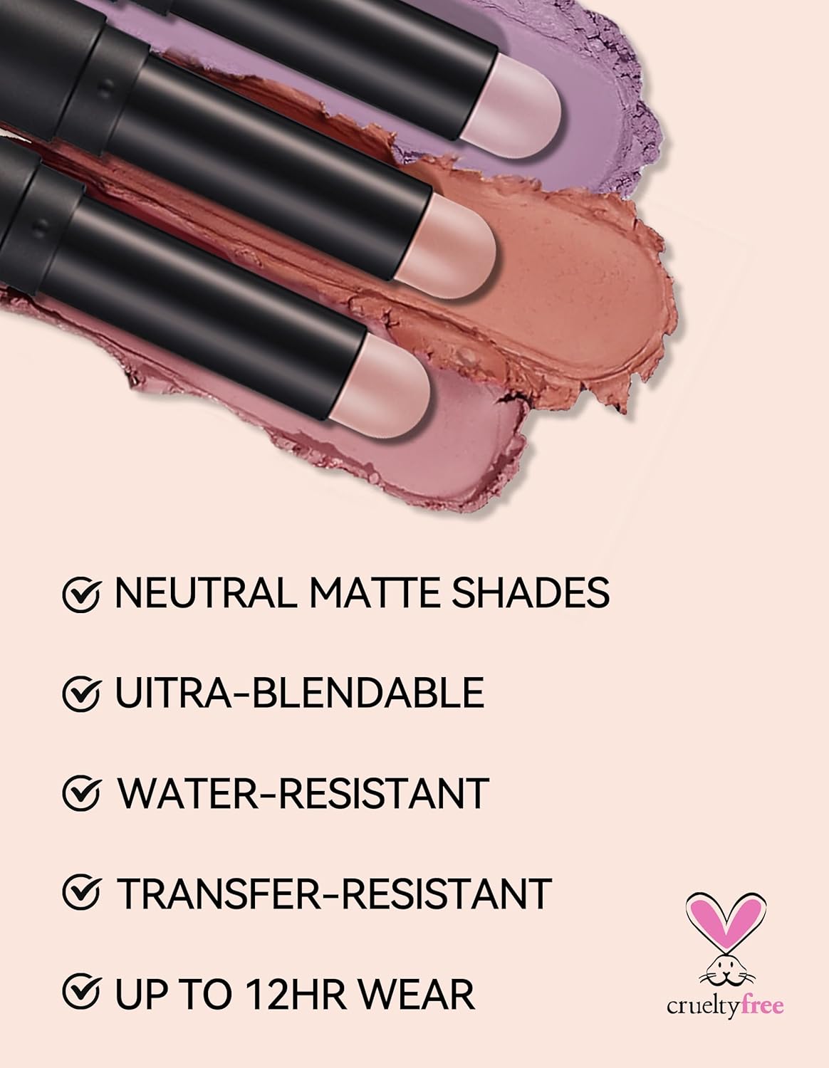 Erinde Waterproof Cream Eyeshadow Stick, Matte Nude Eye Shadow Sticks, Longwear Blendable High Pigmented, Neutral Eye Shadow Sticks for Older Eyes, Smokey Eyeshadow Pencil Crayon, 15 Mocha Matte