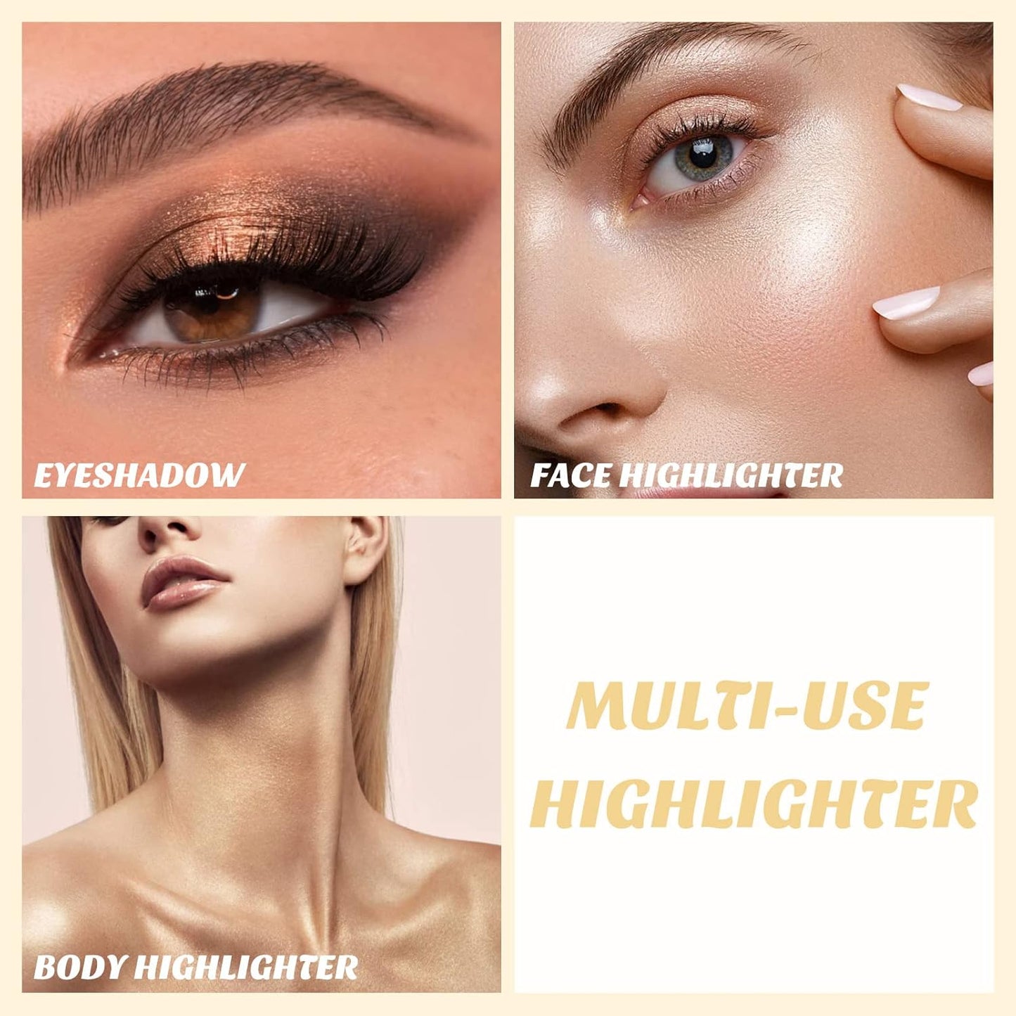 Boobeen Highlighter Powder Palette - Glow Shimmer Illuminator for Face Highlighter Makeup, Long Lasting Brighten Skin