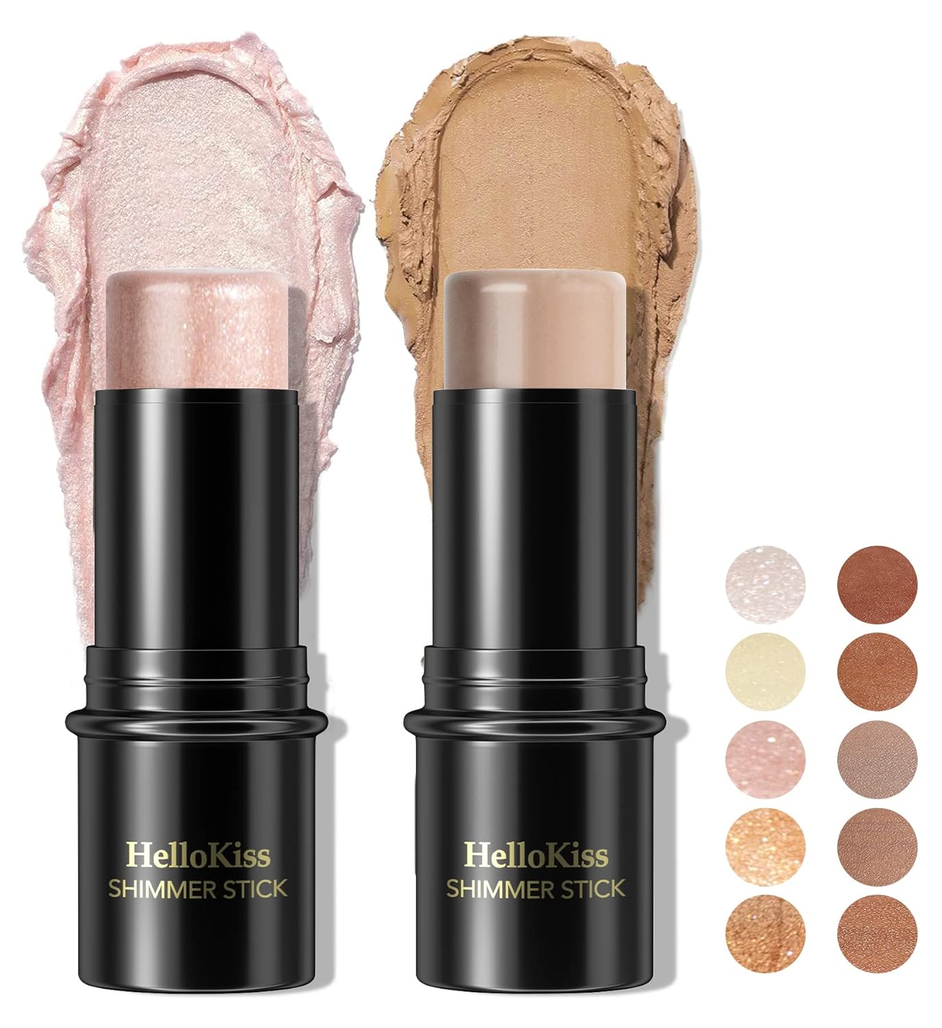 POPMISOLER 2 pcs Makeup Highlighter Stick & Cream Contour Stick, Natural Face Bronzer Stick Cool Toned Contour Kit for Beginners Waterproof Shimmer Highlight Stick, Brightening Foundation Stick