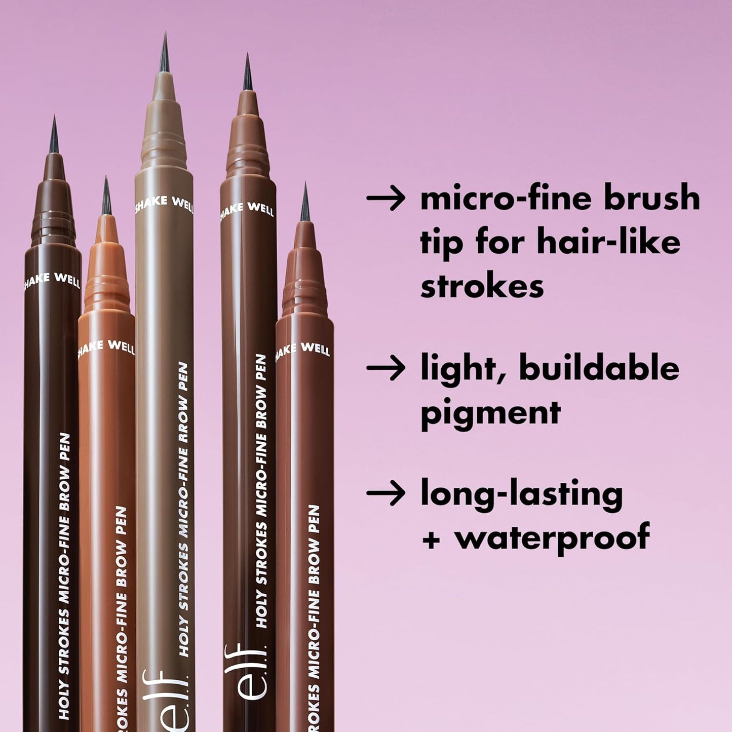 e.l.f. Holy Strokes Micro-Fine Brow Pen, Liquid Waterproof Eyebrow Makeup For Detailing & Adding Dimension, Vegan & Cruelty-Free, Soft Brown