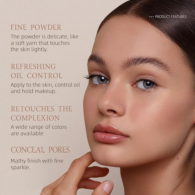 Purple Translucent Setting Powder, Matte Finishing Powder Oil Control for Long Lasting Makeup, Lightweight Loose Powder Waterproof Makes Skin Downy, Blurring Powder for All Skin Tones, 01