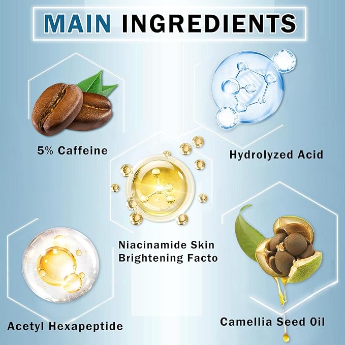 Caffeine Under Eye Cream for Dark Circles Eye Cream for Puffiness and Bags Under Eyes,Eye Roller for Puffy Eyes and Firming,Wrinkle Reducing Crema Para las Ojeras