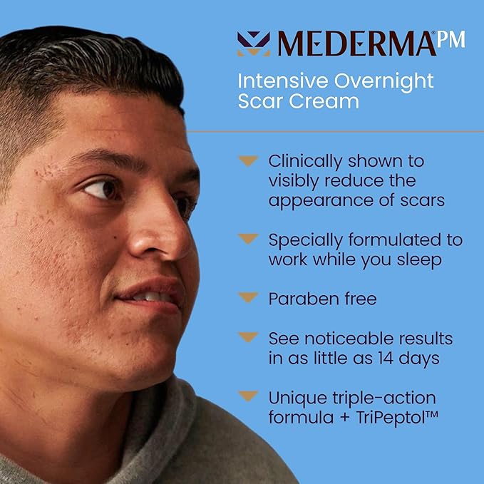 Mederma Stretch Marks Therapy, Helps Prevent and Treat Stretch Marks, Safe to Use When Pregnant & PM Intensive Overnight Scar Cream, Works with Skin's Nighttime Regenerative Activity