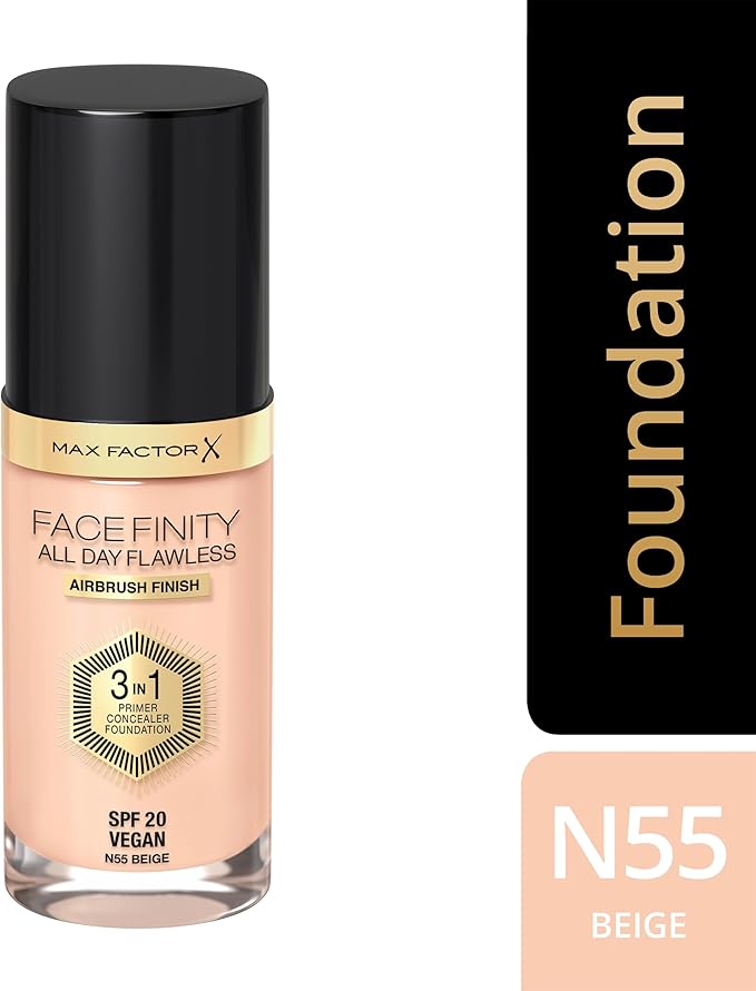 Max Factor Facefinity All Day Flawless 3 In 1 Foundation SPF 20, No. 55 Beige