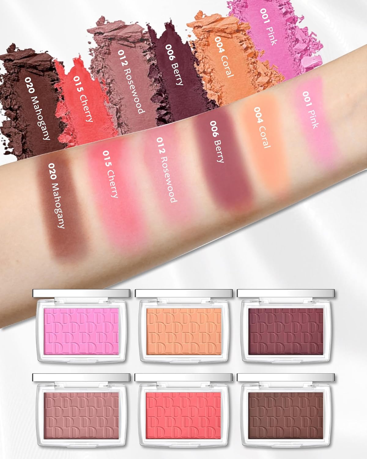 Powder Blush Palette, Matte Powder Makeup Blush for Cheeks, Natural Glow Face Blush Contour Palette, Lightweight, Smooth, High Impact Buildable Color, Long-lasting All-Day Face Enhancing -#Cherry