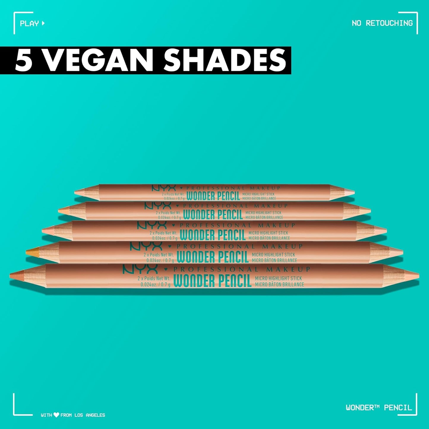 NYX PROFESSIONAL MAKEUP Wonder Pencil, Multi-Use Micro Highlighter & Concealer Stick - Medium Peach (Pack of 2)