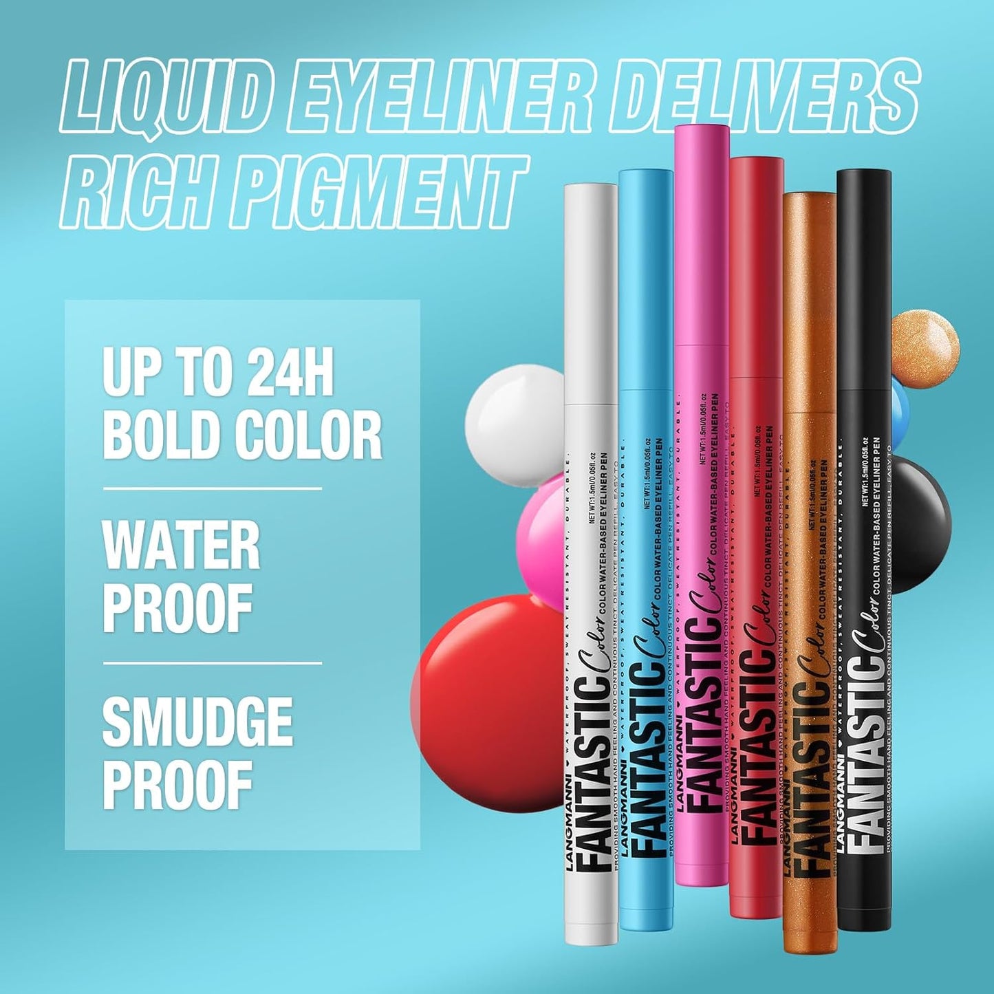 LANGMANNI 4 Colors Matte Liquid Eyeliner Set, Neon Colorful Pigmented With Long-lasting, Smudgeproof & Waterproof Eye Liner Makeup for Bold & Stunning Looks - Gift for Girls(#56789101112)
