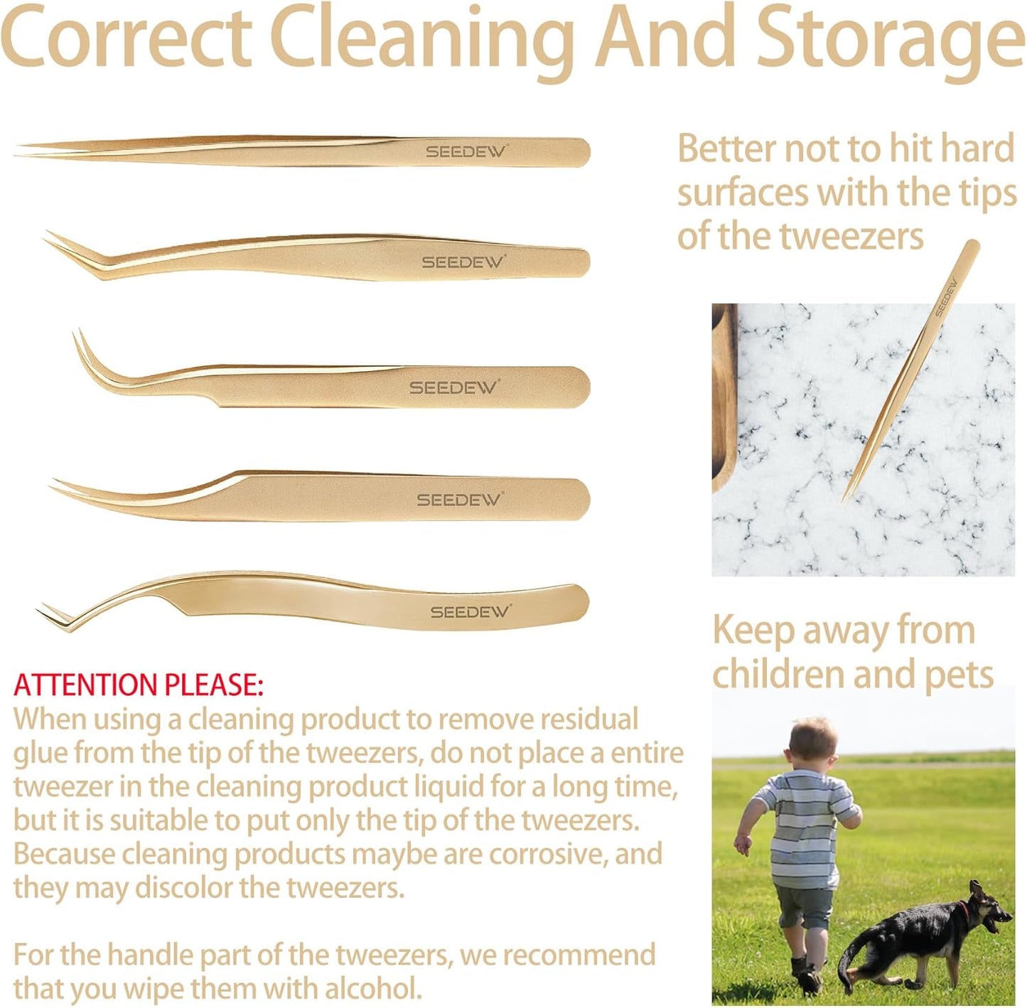 Tweezer Eyelash Extensions 1 PCS Stainless Steel 45 Degree Pointy Hook Multipurpose Tweezer Isolation Professional Precision Supplies Application Tools for Lash Tech Artist Beginner(Golden)