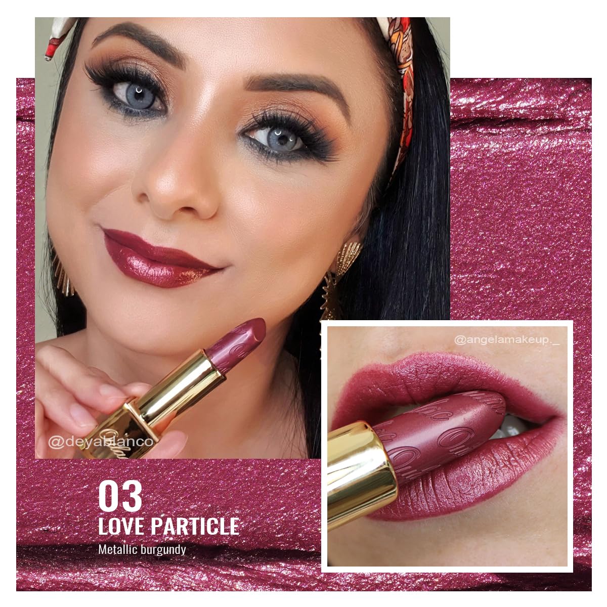 Oulac Metallic Purple Lipstick Set - 2PCS Vegan Lightweight Hydrating Formula with High Impact Lip Color for Full Coverage Lip Makeup, Christmas Gifts for Women, 03+14