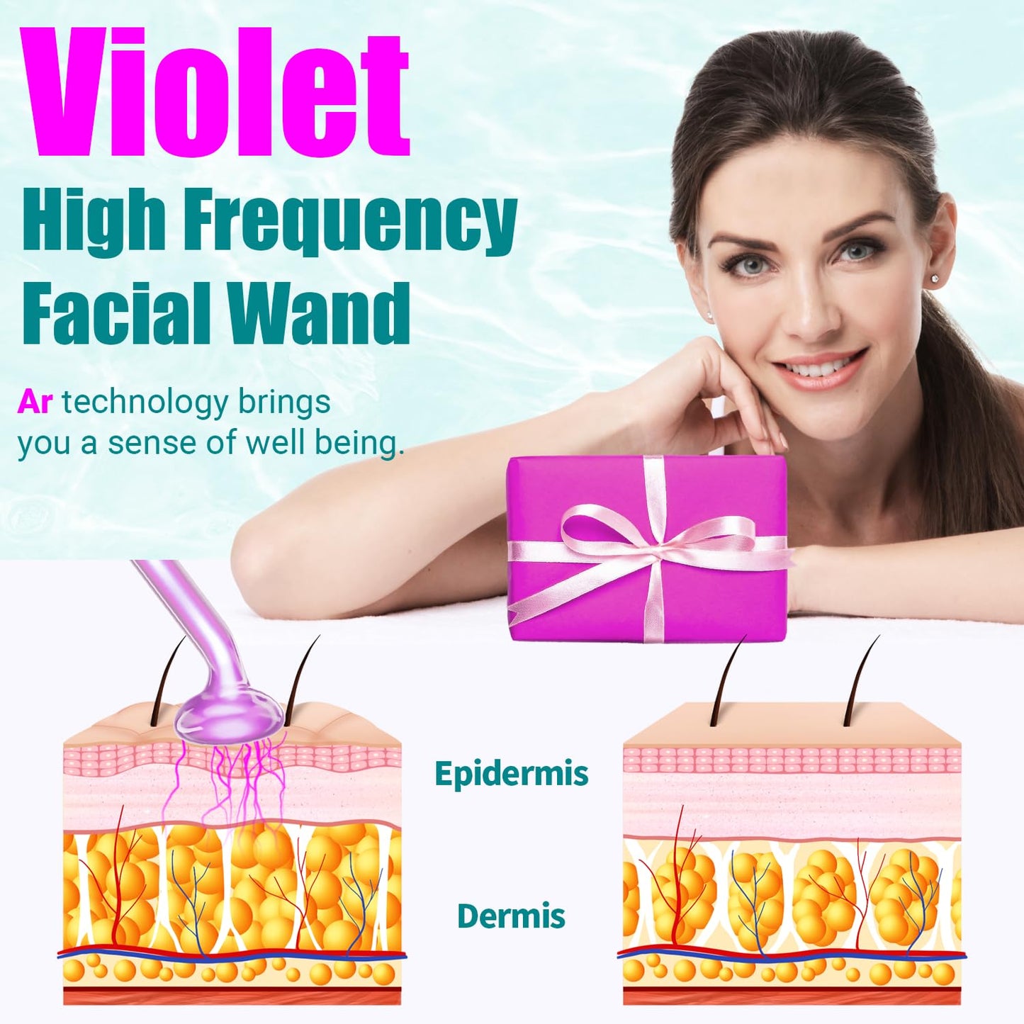High Frequency Facial Wand - TUMAKOU Portable Violet High Frequency Facial Skin Machine - with 6 Glass Tubes