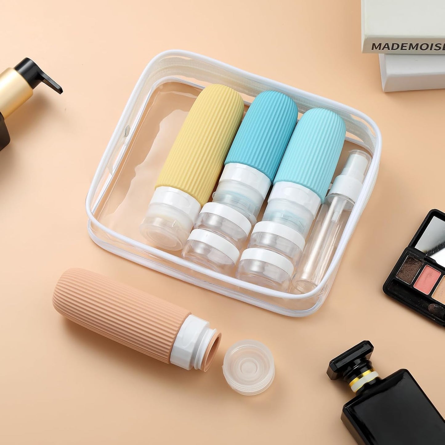 16 Pack Travel Bottles Set, TSA Approved Leak Proof Silicone Squeezable Containers for Toiletries, Refillable Travel Accessories for Conditioner, Shampoo, Lotion & Body Wash Accessories