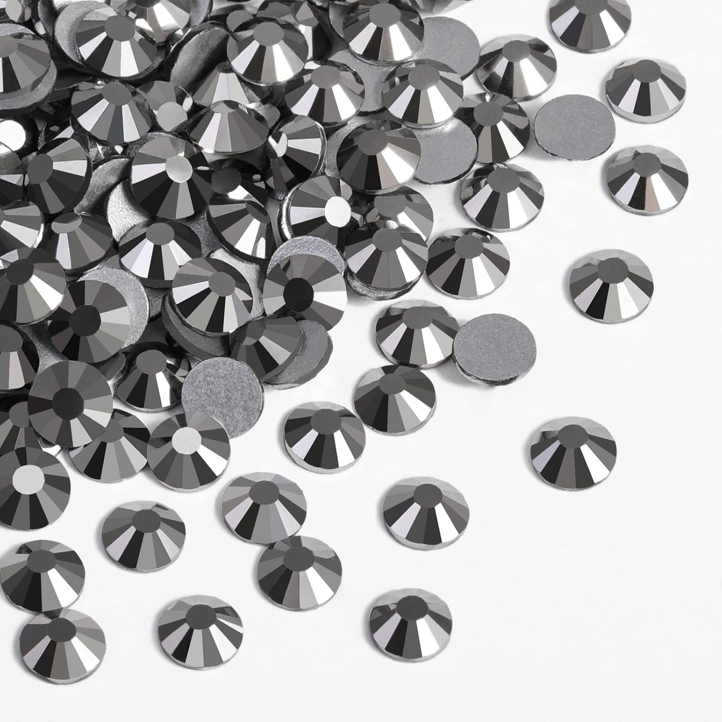 Beadsland 1440 Pieces Flat Back Crystal Rhinestones Round Gems,Hematite,SS10,2.7-2.9mm