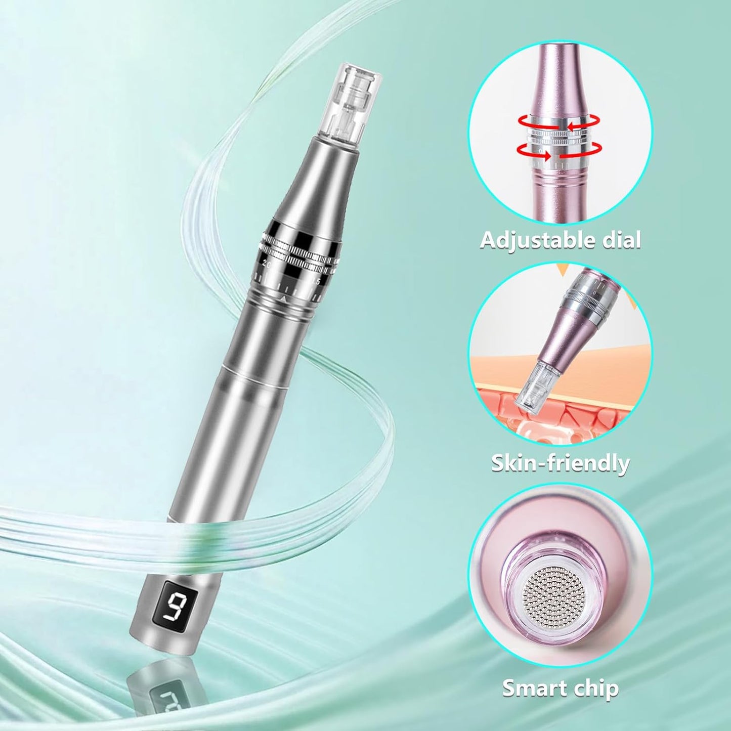 Derma Roller for Skin, 0.25mm Mcroneeding Derma Roller Pen for Face & Scalp, Beauty Pen for Women Men Home Use