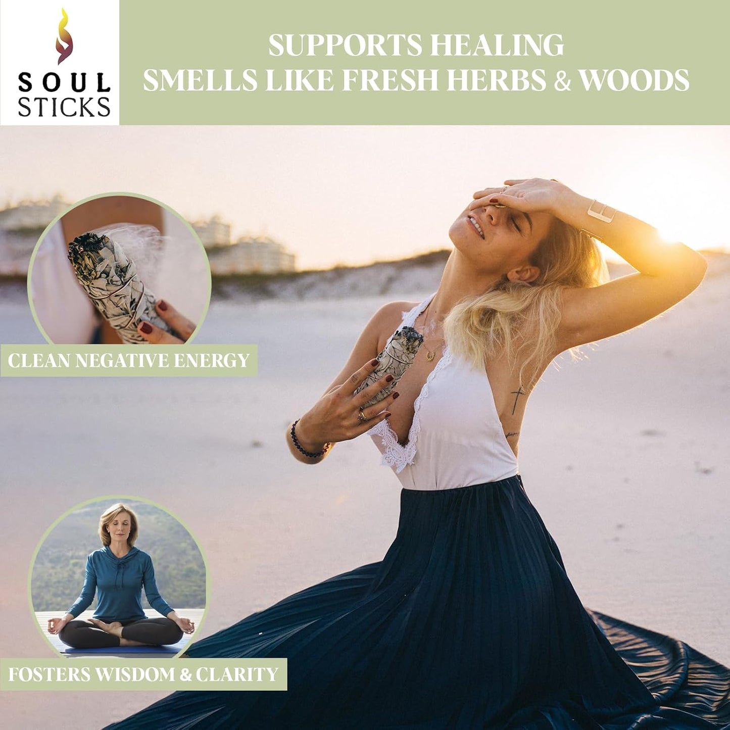 SOUL STICKS 4 Inch 25 Pack Organic White Sage Smudge Smudging Sticks | Bulk Quantities for Home Cleansing, Good Energy Meditation & Smudging Rituals | Sustainably Sourced California White Sage Bundle