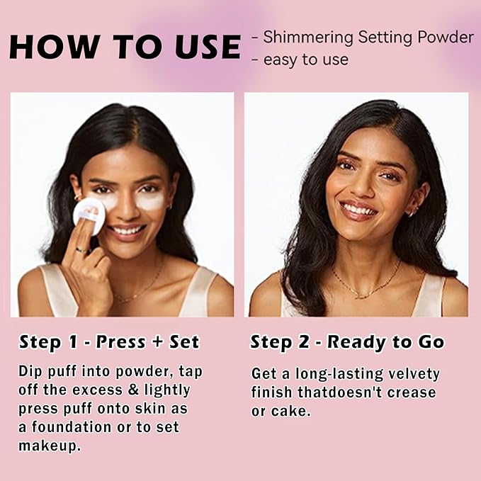 Oil Control Loose Powder Makeup Translucent Setting Powder Shimmer Long Lasting Lightweight Polvo Traslucido Maquillaje Para Mujer Face Powder Makeup - 01 White Shimmer