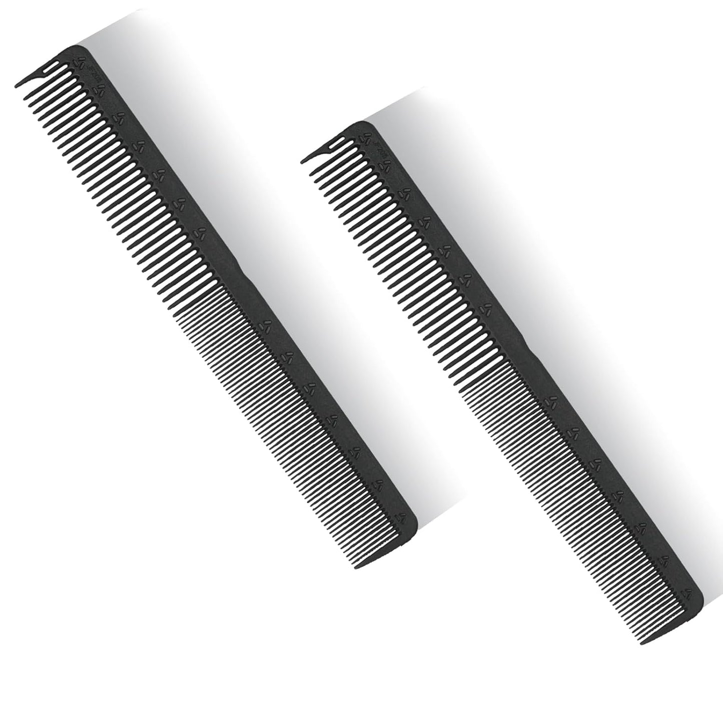 PERFEHAIR 2-Pack Professional Round Tooth Hair Cutting Comb - 7 Inch, Black Carbon Fiber Anti-Static & Heat Resistant, Durable Barber Combs with Fine & Wide Tooth for Precise Haircut for Men & Women