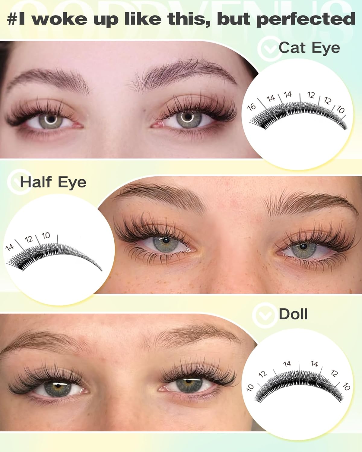 Wispy Lash Clusters Natural Fluffy Cluster Eyelash Extensions 144Pcs Individual Lashes Clusters 10-16mm Eyelashes Clusters for DIY Lash Extensions Weightless & Soft Cluster Eyelashes