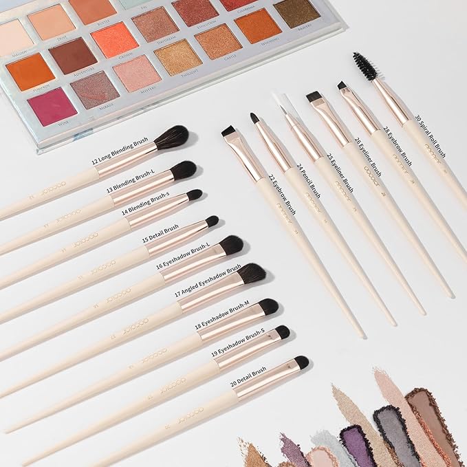 Docolor Makeup Brushes Set Professional 30Pcs Makeup Brushes Premium Synthetic Powder Kabuki Foundation Contour Blush Concealer Eye Shadow Blending Eyeliner Crease Eyebrow Make Up Brush Kit - Beige