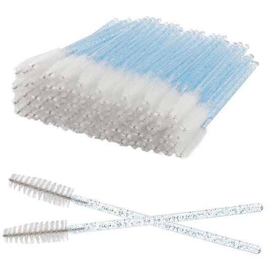 300PCS Disposable Mascara Wands Spoolie Brush Crystal Eyebrow Brushes Eyelash Extension Applicator Makeup Kits(Blue)