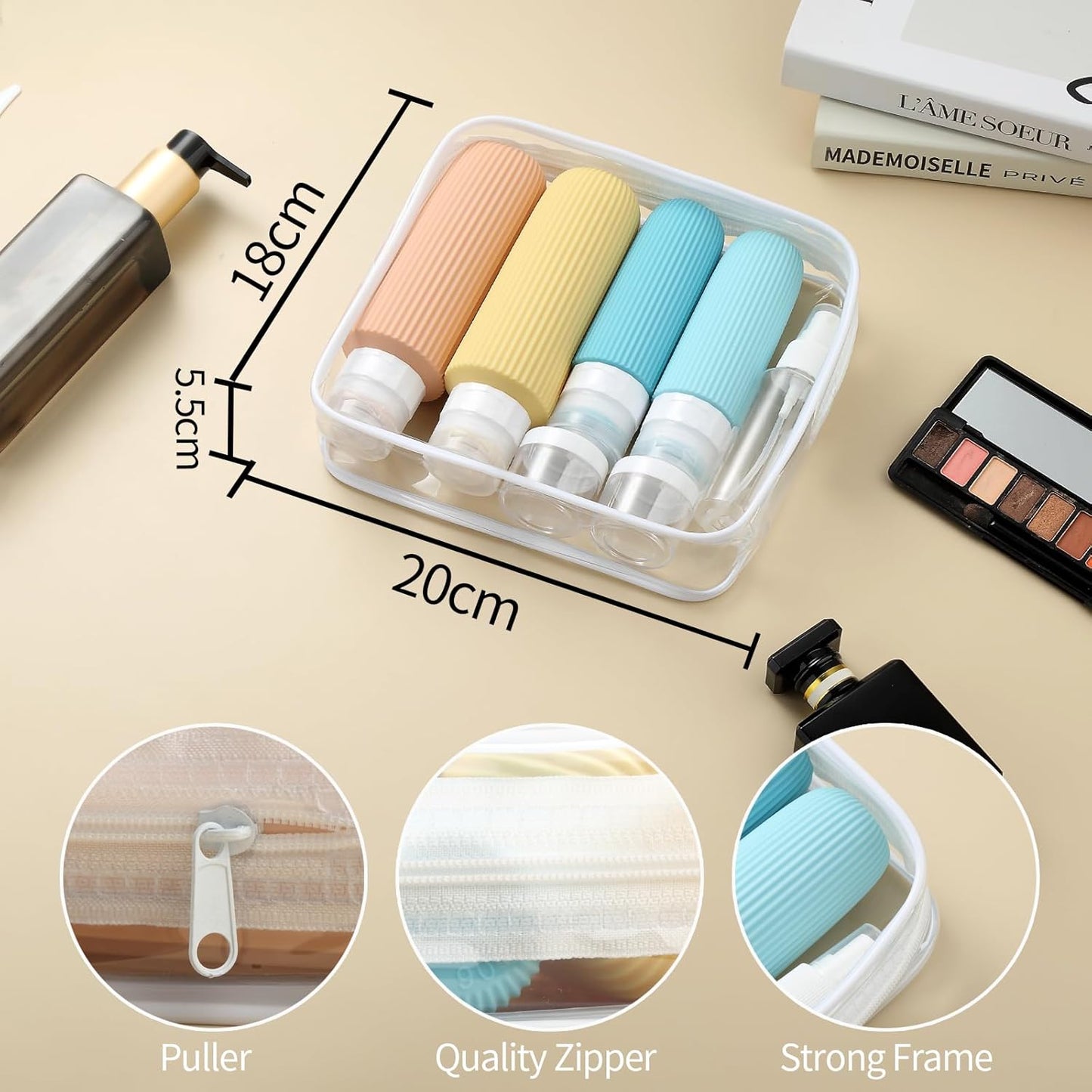 16 Pack Travel Bottles for Toiletries, Large 6oz Silicone Travel Containers jar for Toiletries, Leak Proof Refillable Liquid Shampoo And Conditioner Travel Essentials toiletry Bottles