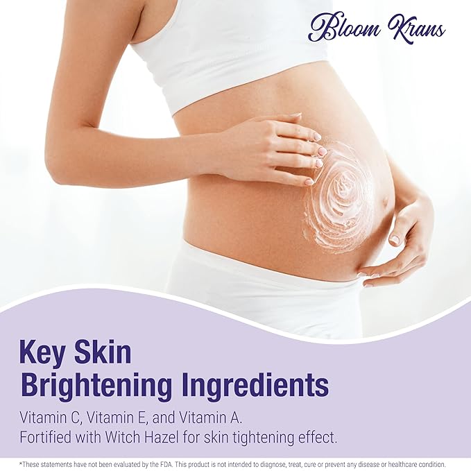 Bloom Krans Stretch Mark Cream for Pregnancy – Moisturizing Stretch Mark Remover Prevention Cream for the Pregnant Belly - Postpartum Lotion Essentials