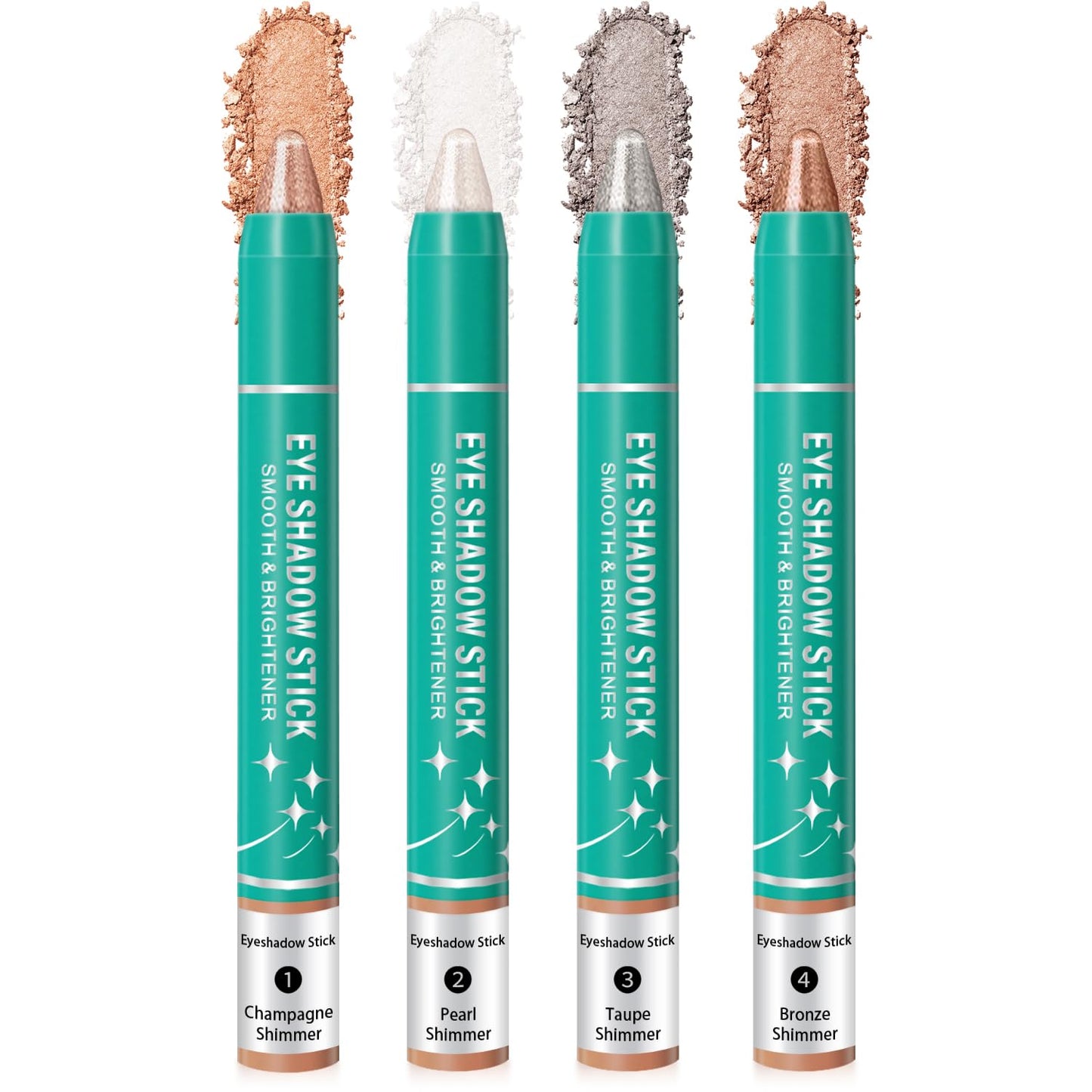 4Pcs Eyeshadow Stick, Cream Eye Shadow Brightener Sticks Set for Eyes, Champagne Pearl Taupe Bronze Cocoa Stone Putty Smoky Amethyst Shimmer Matte Pencil Eye Eye Liner Makeup Waterproof (4PCS A)