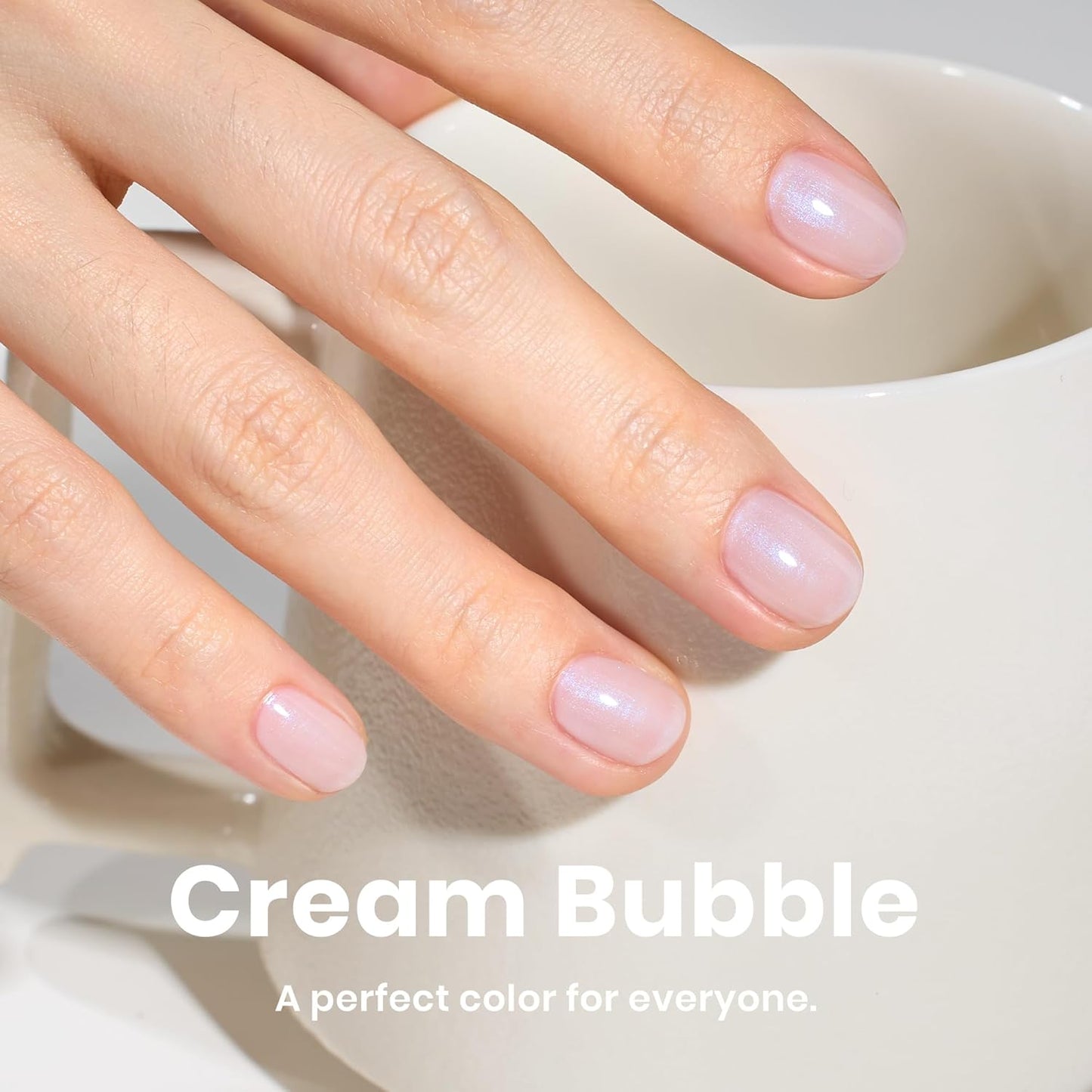 Beetles Nail Polish - Jelly White Nail Polish Natural Blue Glitter Nail Concealer Fast Dry Quick Milky White Nail Strengthener and Growth Treatment for Thin and Damaged Nails,0.51 FL OZ