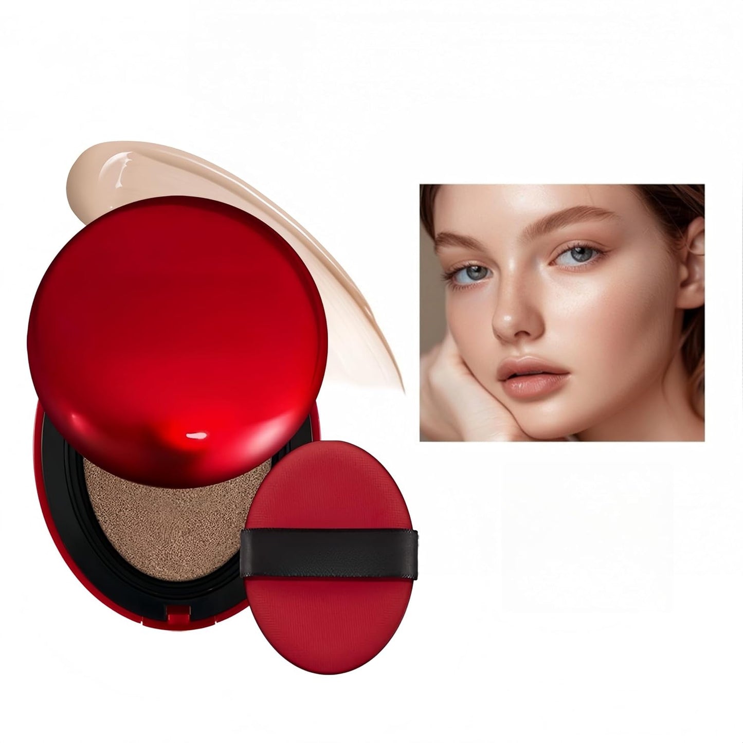 MAEPEOR Cushion Foundation 9 Colors Full Coverage Weightless Satin Glow Foundation Hydrating Long-Lasting Cushion BB Cream (Color 05)