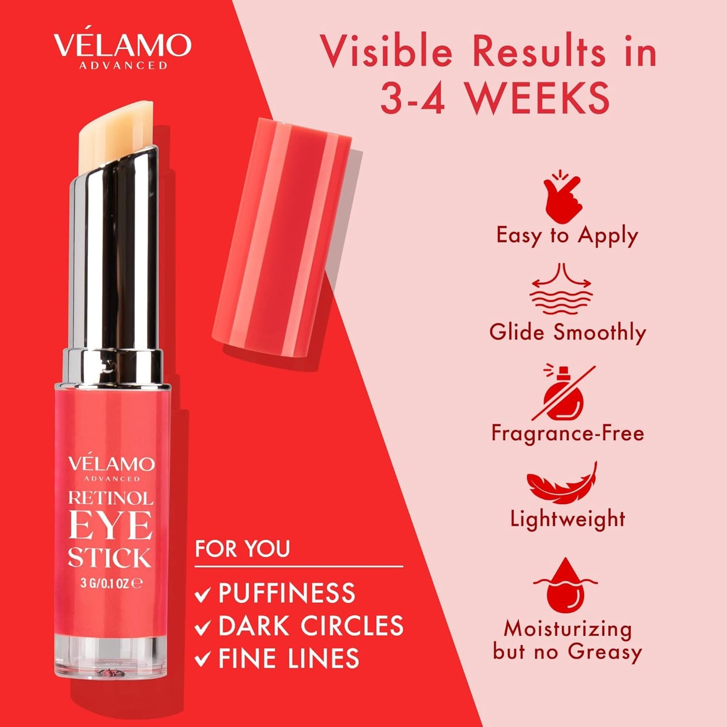 Retinol Eye Stick, Retinol Eye Cream, Retinol Cream, Retinol Face Cream, Under Eye Cream Anti Aging, Eye Cream, Brightening Eye Balm Reduces Fine Lines and Dark Circles, Visible Results in 3-4 Weeks