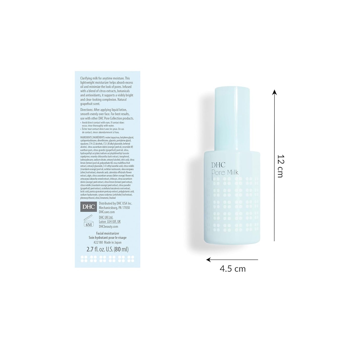 DHC Pore Milk, Pore Minimizing Daytime Moisturizer, Lightweight, Hydrating, Reduces Pores, Fragrance and Colorant Free, Ideal for oily and acne-prone skin, 2.7 fl. oz.