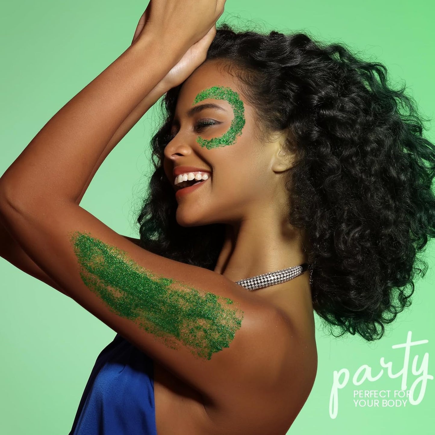 Teenitor Green Body Glitter Gel, Face Glitter Makeup, Green Glitter, Hair Glitter Gel for Kids, Festival Rave Accessories, 80g/2.8oz Holographic Glitter for Face Body Hair