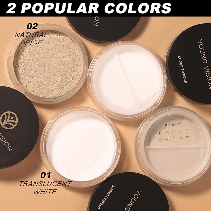 YOUNG VISION Flawless Finish Loose Powder - Translucent Setting Powder, Blurs Fine Lines & Imperfections, Lightweight, Long-Lasting, Suitable for All Skin Types, Makeup Essential…