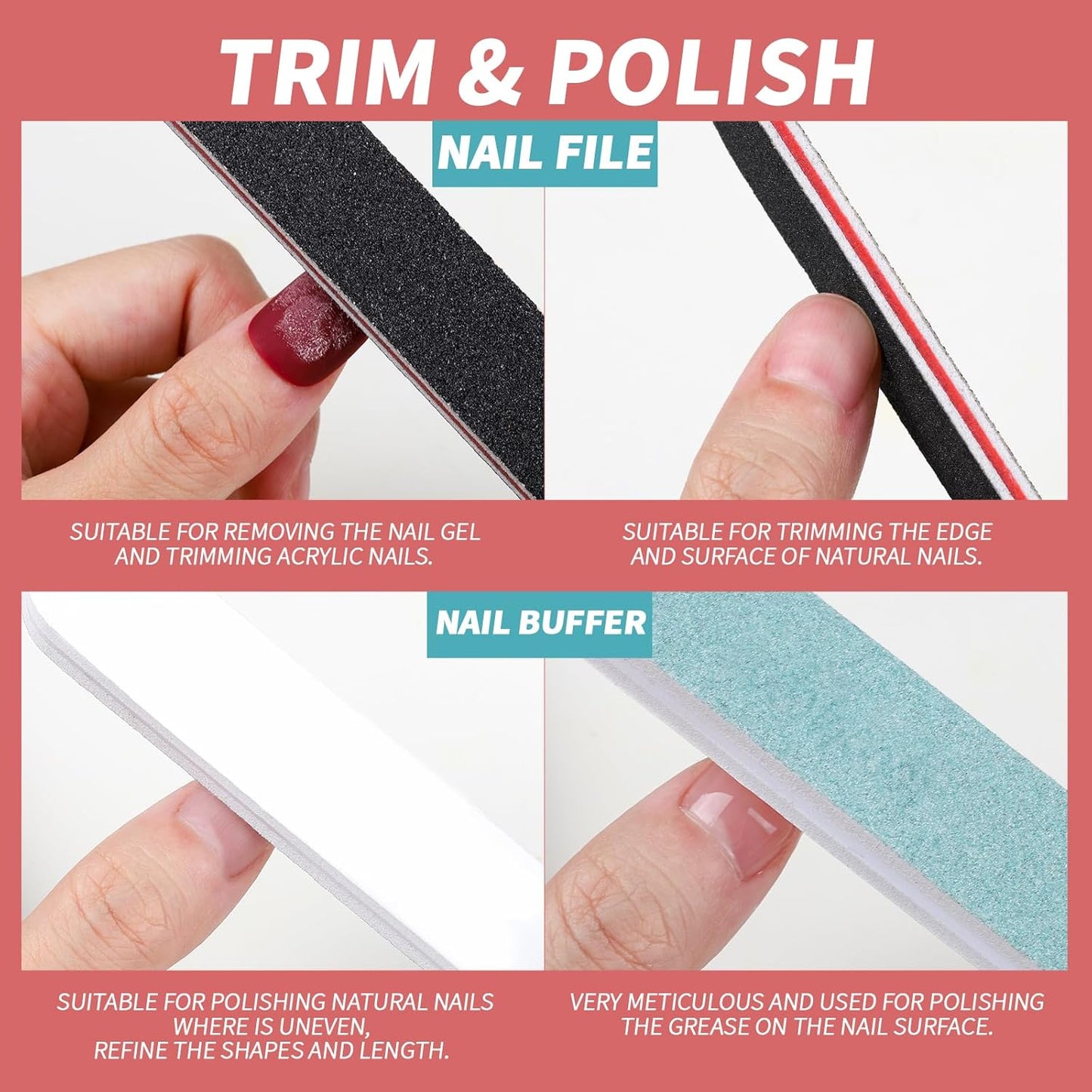 FANDAMEI Nail Polish Gel Remover Tools Kit, 10 Pcs Clear Nail Clips, 100ml Nail Polish Remover Bottle, 500 Pcs Remover Cotton Pad, Nail Brush, Cuticle Pusher, Cuticle Peeler, Nail File, Buffer Block