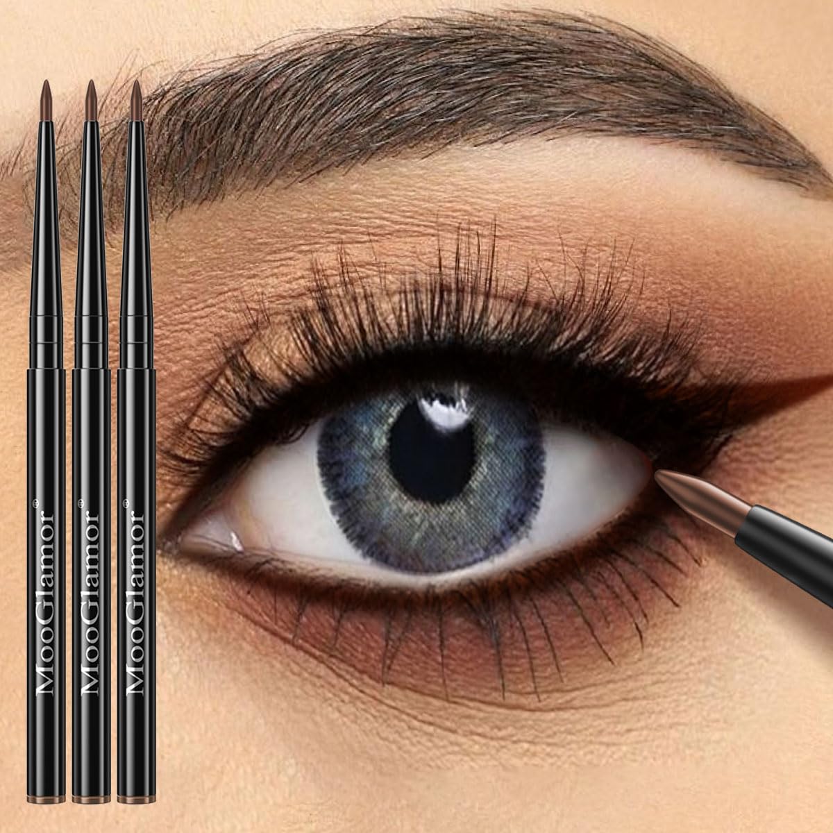 12 Pcs Brown Eyeliner Pencil Gel Eyeliner Pen with Retractable and Waterproof Eye Liner for Bold and Defined Eye Liner (Brown)