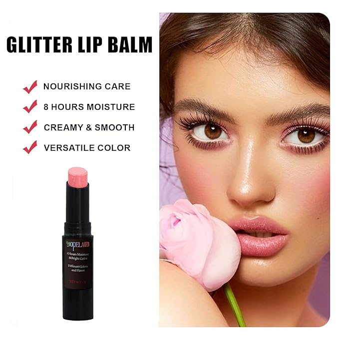 10 Pack Tinted Lip Balm With Glitter Powder Stocking Stuffers Tinted Chapstick - Moisturizing Lip Balm with Shimmer - Lipstick Set - Assorted Colors and Favors