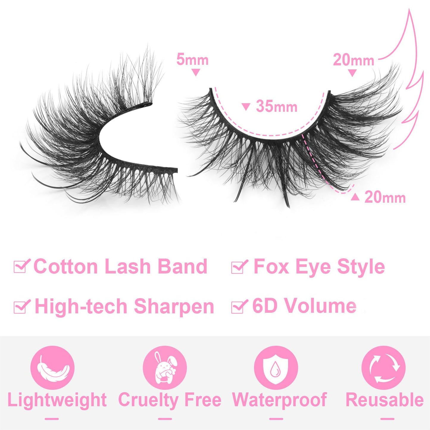 Fox Eye Lashes Wispy Faux Mink Lashes Volume Fairy Cat Eye Lashes That Look Like Extensions Spiky Fake Eyelashes Natural Look