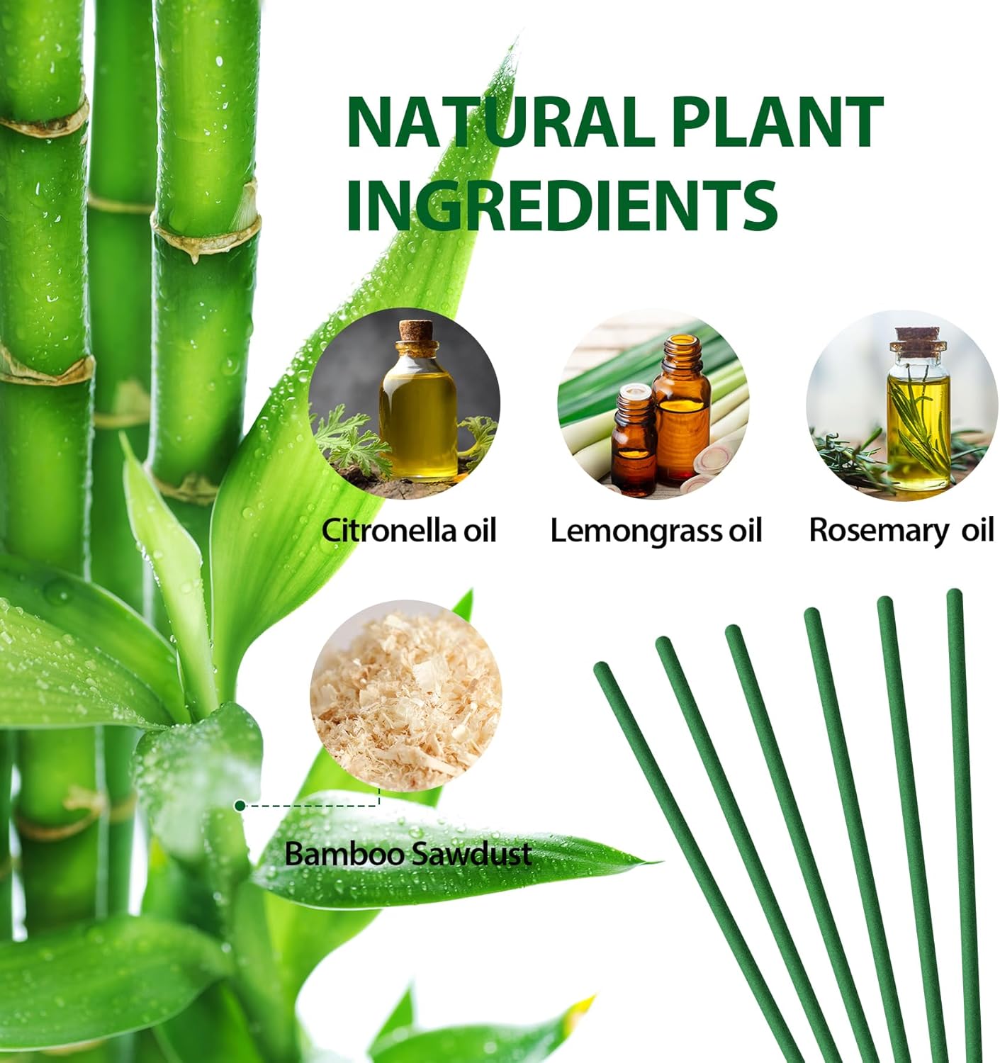 KICKOUTOR® Mosquito Repellent Outdoor Patio 240 PCS Natural Citronella Incense Sticks DEET Free Lemongrass Oil Gnat Mosquito Control for Indoor Backyard Travel Camping