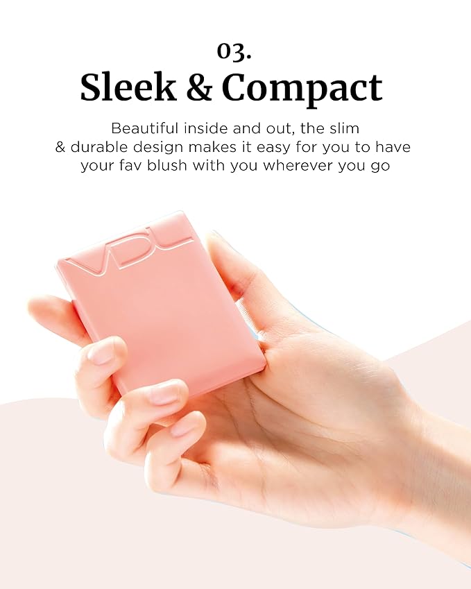 VDL Cheekstain Pastel Blush for Cheeks (Bouncing Peach, 0.2oz) - Lightweight, Velvet Powder Formula - Seamless, Long-Lasting, Natural-Looking Glow | Korean Makeup