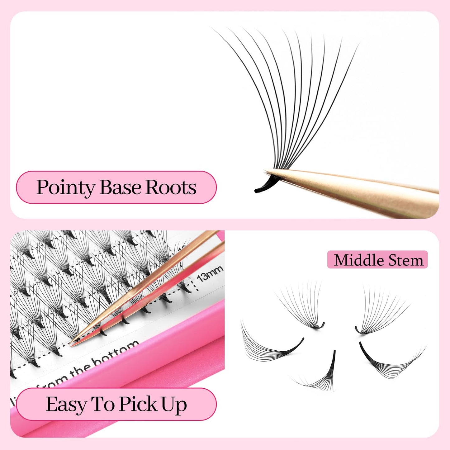 Premade Fans Eyelash Extensions 8D Volume Lash Extensions 0.07 Thickness Eyelash Extension C Curl Premade Lash Fans Mix 9-16mm Fluffy Soft Handmade Lash Fan Eyelashes(8D-0.07-C,9-16mm)