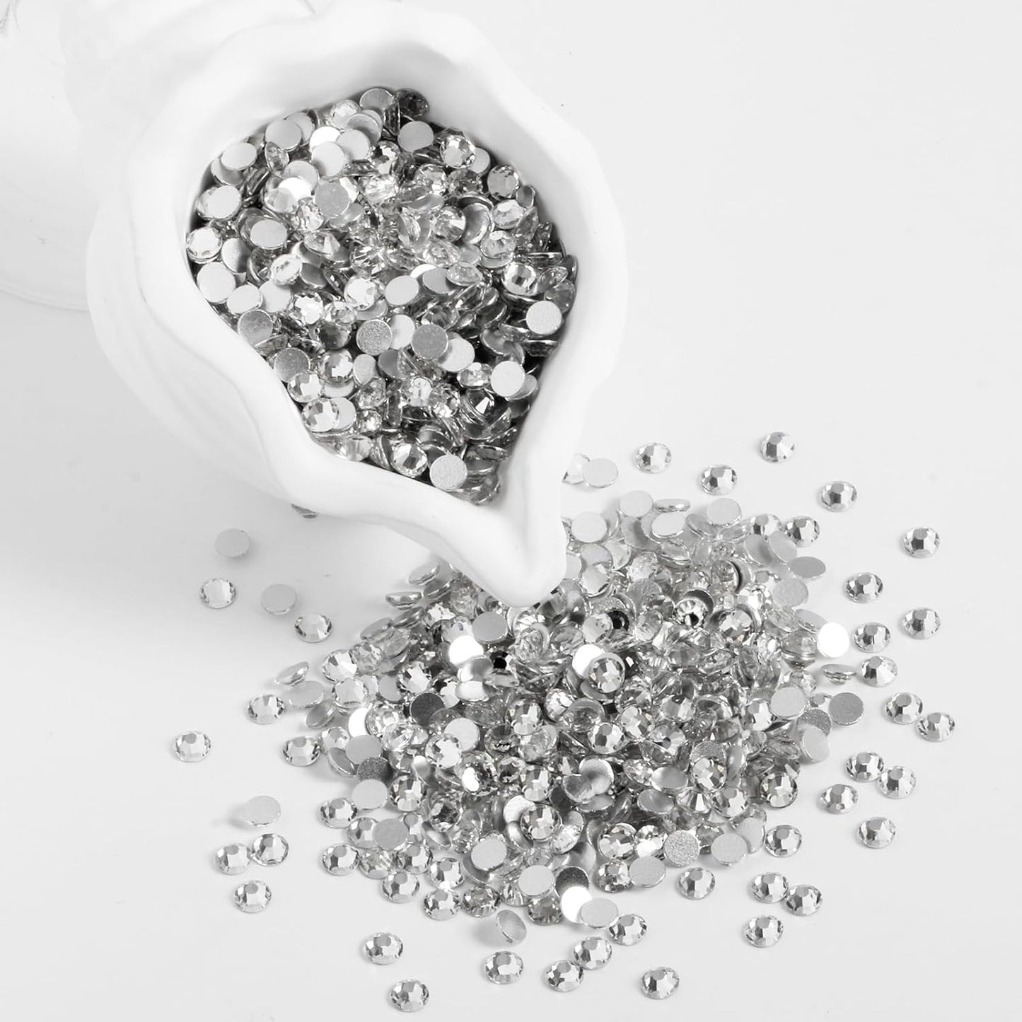 3000PCS SS8 Flatback Rhinestones | 12-Facet Diamond-Cut Glass Gems for Nail Art, Clothing, DIY Crafts |Glue-On Decoration Stones with Silver Backing(Crystal)