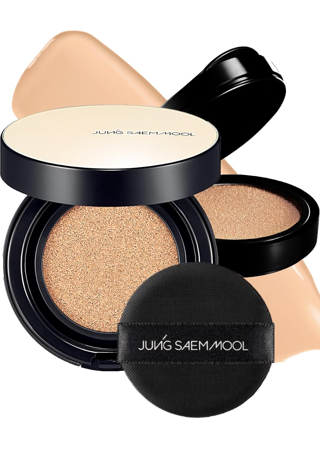JUNG SAEM MOOL Essential Skin Nuder Longwear Cushion 0.98 Fl Oz (Light), Refill Included, 24H Lasting Cushion Foundation with High Coverage, Semi-Matte Natural Finish, Korean Foundation Makeup