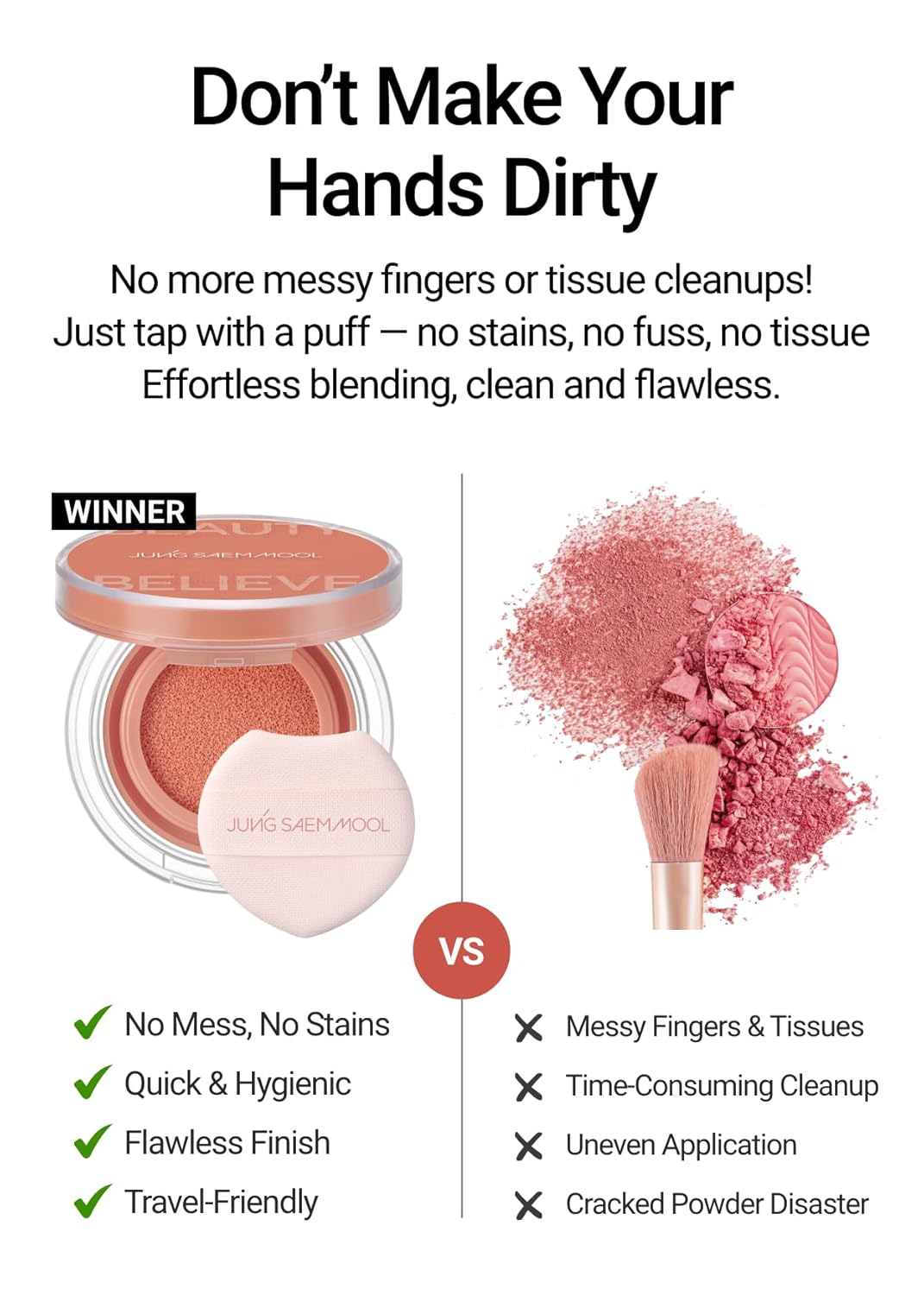 JUNGSAEMMOOL Artist Cushion Blush (Blooming Pansy) | Easy to Blend, Lightweight, Hydrating Korean Makeup Cushion Blush for Dewy & Glowing Cheeks